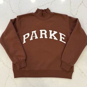 Parke Mocha White Varsity Turtleneck Fleece S/M